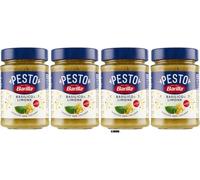 Barilla Pesto Basilico e Limone, Condimento per Pasta con Basilico 100% Italiano, Set da 4 x 190 g, + portachiavi italy shop service