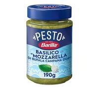 Barilla Pesto Basilico e “Mozzarella di Bufala Campana DOP”, Senza Glutine, Consistenza Vellutata e Gusto Delicato, Sugo Pronto per Pasta, 190 g