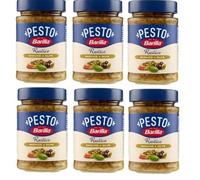 Barilla Pesto Rustico, Salsa con Basilico e Olive, Confezione da 6 Vasetti da 200g, Pesto Italiano Pronto all'Uso