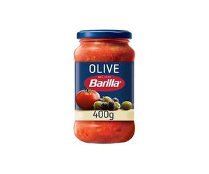 Barilla Sugo al Pomodoro 100% Italiano con Olive Nere, Olive Verdi e Olio Extravergine d'Oliva, Sugo Pronto per Pasta, 400g