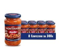 Barilla Sugo Ragù Montanaro, Sugo Pronto, Confezione da 8x, 300g | con Pomodoro, Salsiccia e Funghi, Senza Glutine