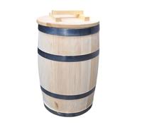Barilotto di legno con coperchio, in legno naturale, realizzato a mano e resistente alle intemperie, ideale per giardino o terrazza, 60 litri