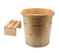 AWHAO Barilotto per lavaggio dei piedi per pediluvio in legno, vasca per pedicure multiuso, vasca per pediluvio SPA, lavabo per piedi per esterni, camera da, con panca
