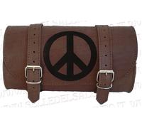 Barilotto sottofaro Borsa pelle 20x10 marrone incisione simbolo pace motoguzzi