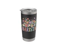 Barista Caffè Floreale Pastello Design stravagante Bicchiere termico in acciaio inox doppia parete