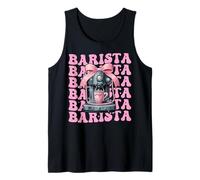 Barista Caffettiera Ragazza Coquette Fiocco Nastro Rosa Canotta