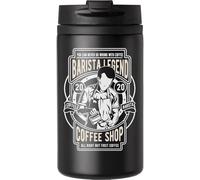 Barista Legend Coffee Shop You Can Never Go Wrong with Coffee Cup Tazza da viaggio per bevande calde e fredde Tazza termica a doppia parete con coperchio a tenuta stagna nero