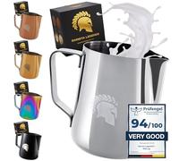 Barista Legends® - Bricco per latte in acciaio inox da 600 ml, con beccuccio speciale per latte in schiuma, effetto lucido, in acciaio inox, accessorio per baristi amatoriali