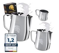 Barista Legends® Set bricco per latte in acciaio inox, colore argento, 100 ml + 350 ml + 600 ml, bricco per schiuma di latte lucidato, bricco per latte in acciaio inox, accessorio Barista