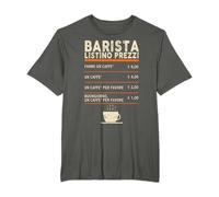 Barista Listino Prezzi Divertente Menù caffè Bar Vintage Maglietta