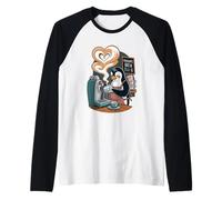 Barista Pinguino Caffè Caffeina Pinguini Maglia con Maniche Raglan