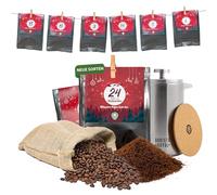 Barista Royal Calendario dell'Avvento di alta qualità, con pressa francese da 600 ml, arrostito con amore da persone con disabilità, regalo per caffè, equo, 24 x 30 g, caffè macinato