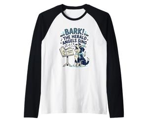 Bark The Herald Angels cantano Canto Canto Natalizio canti Maglia con Maniche Raglan