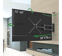 Barkan BM343XL - Supporto da parete lungo per TV da 13-65", articolato in pieno movimento, con 4 movimenti piatto/curvo, può contenere fino a 35,8 kg, estremamente estensibile, adatto a LED OLED LCD