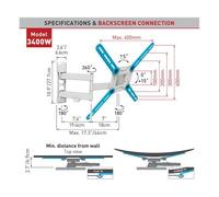 BARKAN MOUNTING SYSTEMS - 3400W supporto da parete per tv a schermo piatto 165,1 cm (65 pollici ) Bianco