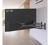 Barkan Supporto da parete per TV lungo 104 cm, braccio doppio da 13 a 90 pollici, articolato a movimento completo, 4 movimenti, piatto e curvo, supporta fino a 59,9 kg, extra stabile, compatibile con