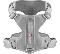 BARKBAY Pettorina per cani antitiro, con tasca per targhetta identificativa, resistente, riflettente, facile controllo per cani di taglia grande (grigio, L)