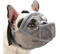 BARKLESS Museruola per bulldog francese, muso corto per cani Shih Tzu, museruola per cani in rete con lingua, museruola per cani a faccia piatta per mordere la masticazione (L, grigio (lingua fuori))