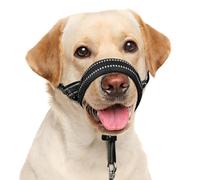 BARKLESS Pettorina morbida per cani imbottita, anti-tiraggio, cavezza nasale con collegamento di sicurezza per cani di taglia media e grande, regolabile, facile controllo quando si cammina, nero