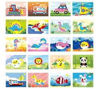 Barlone Set di 20 adesivi a mosaico in gomma espansa per bambini con dinosauri, animali, oceano e trasporto, set creativo autoadesivo come regalo o per il compleanno dei bambini