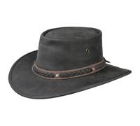 Barmah Squashy Bronco Cappello in Pelle Vacchetta Nastro Intrecciato L (58-59 cm) - Nero