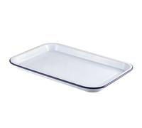 Barmans Vassoio da portata smaltato, bianco con bordo blu, 38,2 x 26,4 cm, teglia rustica, smaltata