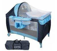 Barmøya 3 in 1 Baby-Lettino da viaggio con fasciatoio - Lettino da viaggio, box e lettino da comodino blu blu Taglia:taglia unica