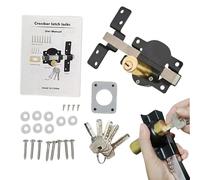 Barn Door Latch | Serratura a doppio lato per cancello in legno - Fermo di sicurezza 5 chiavi per cancello Garage Barn Cabine Pollaio Esterno Armadio Dispensa Patio