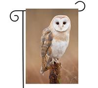 Barn Owl Bird Sitting On Branch Perched On Old Wooden Fence In Fields Bandiera Resistente Alle Intemperie Bandiere Durevole Bandiere Verticale Per Feste Decorazione Casa 30X45Cm