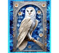 BARN OWL COMPOSITION NOTEBOOK Diary Journal Workbook -Blue Ice Floral- Wildlife Wild Animal Bird Art Lover Gift: ֍7.25x9.5 Wide Rule֎ OFFICE/SCHOOL ... Homeschool High School Ivy League University