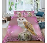 Barn owlSet Di Copripiumino microfibra 3 Pezzi stampa di 3D cerniera nascosta Nature wildlife scene copripiumino con federa soffice ultra morbido e traspirante for bambini Super king（260x220cm）