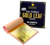 Barnabas - Foglia d'oro commestibile 24 K, decorazioni per torte, fogli sfusi per cupcake, 7,9 cm, libro da 20