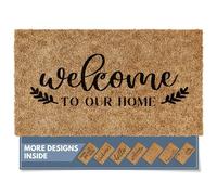 Barnyard Designs Zerbino con scritta in inglese Welcome to our Home, tappeto antiscivolo per interni ed esterni, tappetino di benvenuto per porta d'ingresso, ingresso di casa, decorazione per casa
