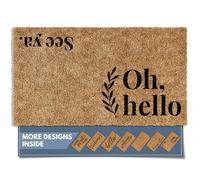 Barnyard Designs Zerbino con scritta Oh Hello, See Ya, tappeto antiscivolo per interni ed esterni, tappetino di benvenuto per porta d'ingresso, ingresso di casa, decorazione per casa colonica, 76 x