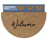 Barnyard Designs Zerbino con scritta Welcome a mezza luna, per esterni, grande, per porta d'ingresso, 76 x 43 cm, marrone