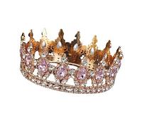 Barocco Nuziale Corona Rotonda Nobile Ed Elegante Regina Corona per Le Donne Ragazze Sposa Signora Principessa Tiara Natale Halloween Party Regalo Cosplay,Rosa,Taglia Unica