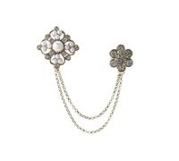 Barocco Perla Strass Fiore Catena Spilla Pin per Donna Uomo Placcato Oro Cristallo Floreale con Appendiabiti Lunga Nappa Spille Delicato Abito Camicia Vestiti Accessori Gioielli Matrimonio