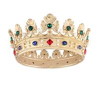 Barocco Royal Crown - Corona per capelli da uomo, in metallo, con cerchio completo, per feste di compleanno, ballo di fine anno, quinceanera (grande diametro 18,5 cm, oro con pietra verde)