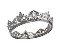 Barocco Vintage Cristallo Donne Regina Grandi Tiare Corone Nere Corone Reali Re For Uomo Rotondo Gotico Costume Accessori For Capelli per Varie Occasioni(G)