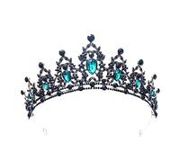 Barocco Vintage Gotico Nero Tiara Corone Cristallo Strass Accessori For Capelli Da Sposa Regina Principessa Corona Gioielli For La Testa per Varie Occasioni(Green)