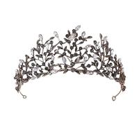 Barocco vintage nero in oro in oro in argento corona in argento rosso verde blu cristallo rinostone principessa regina diademi Accessori per capelli da sposa (colore: nero)