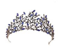 Barocco vintage nero in oro in oro in argento corona rossa rosso verde cristallo blu rinestone principessa regina diademi Accessori per capelli da sposa (colore: nero blu)