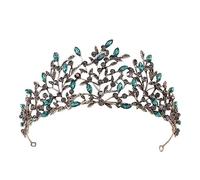 Barocco vintage nero in oro in oro in argento corona rossa verde blu cristallo blu rinestina principessa regina diademi Accessori per capelli da sposa (colore: nero verde)