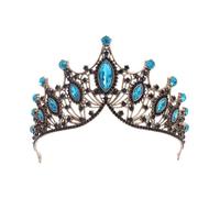 Barocco Vintage Principessa Cristallo Tiara Corona Ragazze Donne Festa Di Nozze Regalo Strass Corona Nuziale Gioielli Delicato Confortevole(Black sky blue)