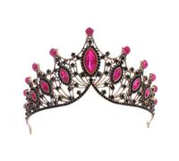 Barocco Vintage Principessa Cristallo Tiara Corona Ragazze Donne Festa Di Nozze Regalo Strass Corona Nuziale Gioielli Delicato Confortevole(Black rose red)