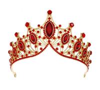 Barocco Vintage Principessa Cristallo Tiara Corona Ragazze Donne Festa Di Nozze Regalo Strass Corona Nuziale Gioielli Delicato Confortevole(Full red)