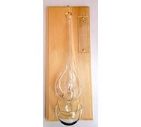 Barometro Goethe da appendere, stazione meteorologica, indicatore di tempo di vetro trasparente, su legno chiaro con un guscio di vetro e ottone, con una scala,dimensioni del circa 14 x 34 centimetri, Oberstdorfer Glashütte