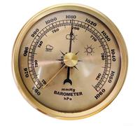 Barometro meccanico e orologio con telaio in metallo per uso domestico monitoraggio variazioni della pressione dell'aria e misurazione del tempo con costruzione senza alimentazione a batteria (oro)