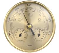Barometro, termometro e igrometro, 1,3 cm, oro, 3 in 1, stazione meteo in vetro con telaio in lega, montaggio a parete per una decorazione elegante della casa