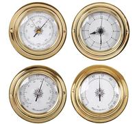 Barometro Termometro Igrometro Orologio, 4 Pz/Set Alog Stazione Meteo, Barometro Meteo per Interni Esterni, Barometri per La Casa, Barometro per Parete, Barca da Pesca, Baby Room, Gold